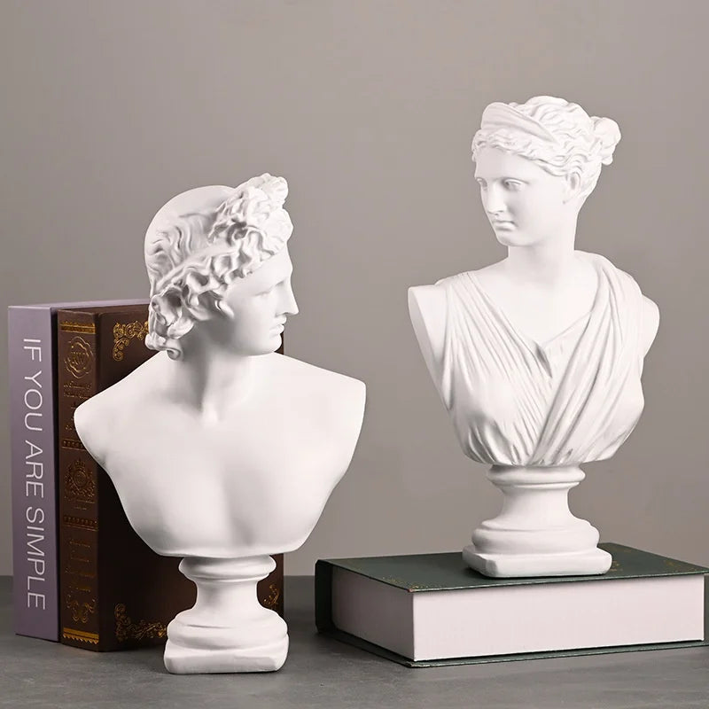 Nameria Classical Greek Bust Sculpture – Apollo Artemis Resin Home Decor