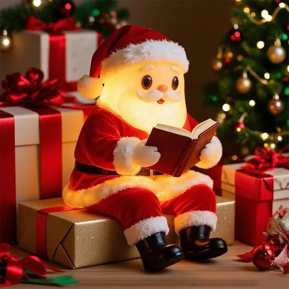 LED Santa Reading Lamp Minimal Holiday Tabletop Decor
