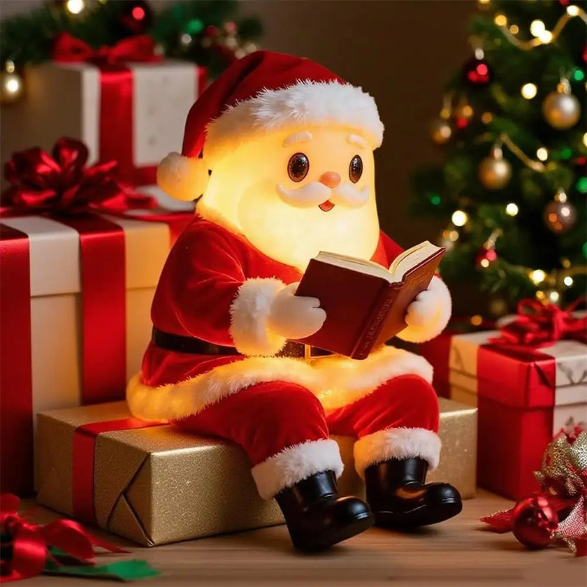 LED Santa Reading Lamp Minimal Holiday Tabletop Decor