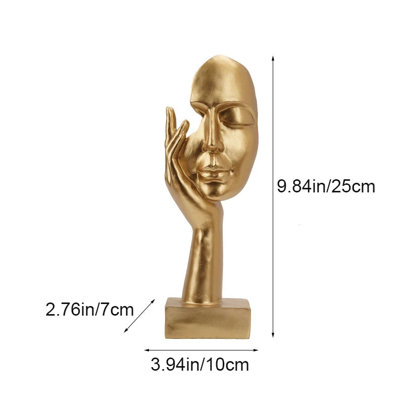 Nameria Abstract Gold Face Sculpture Modern Minimal Resin Home Decor