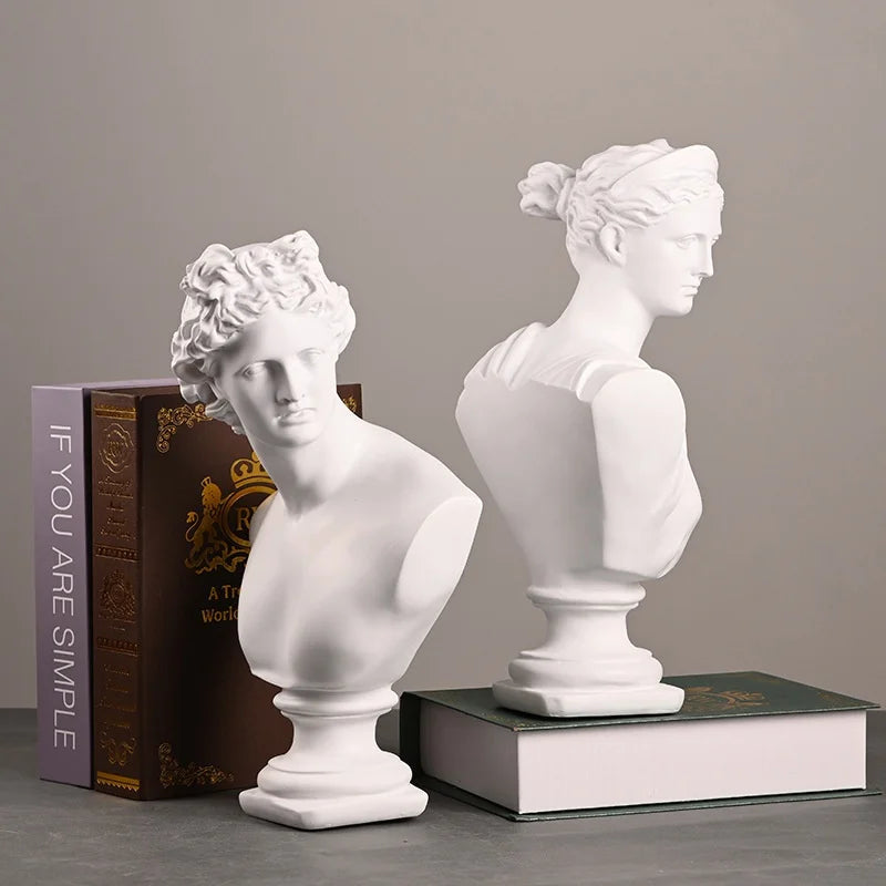 Nameria Classical Greek Bust Sculpture – Apollo Artemis Resin Home Decor