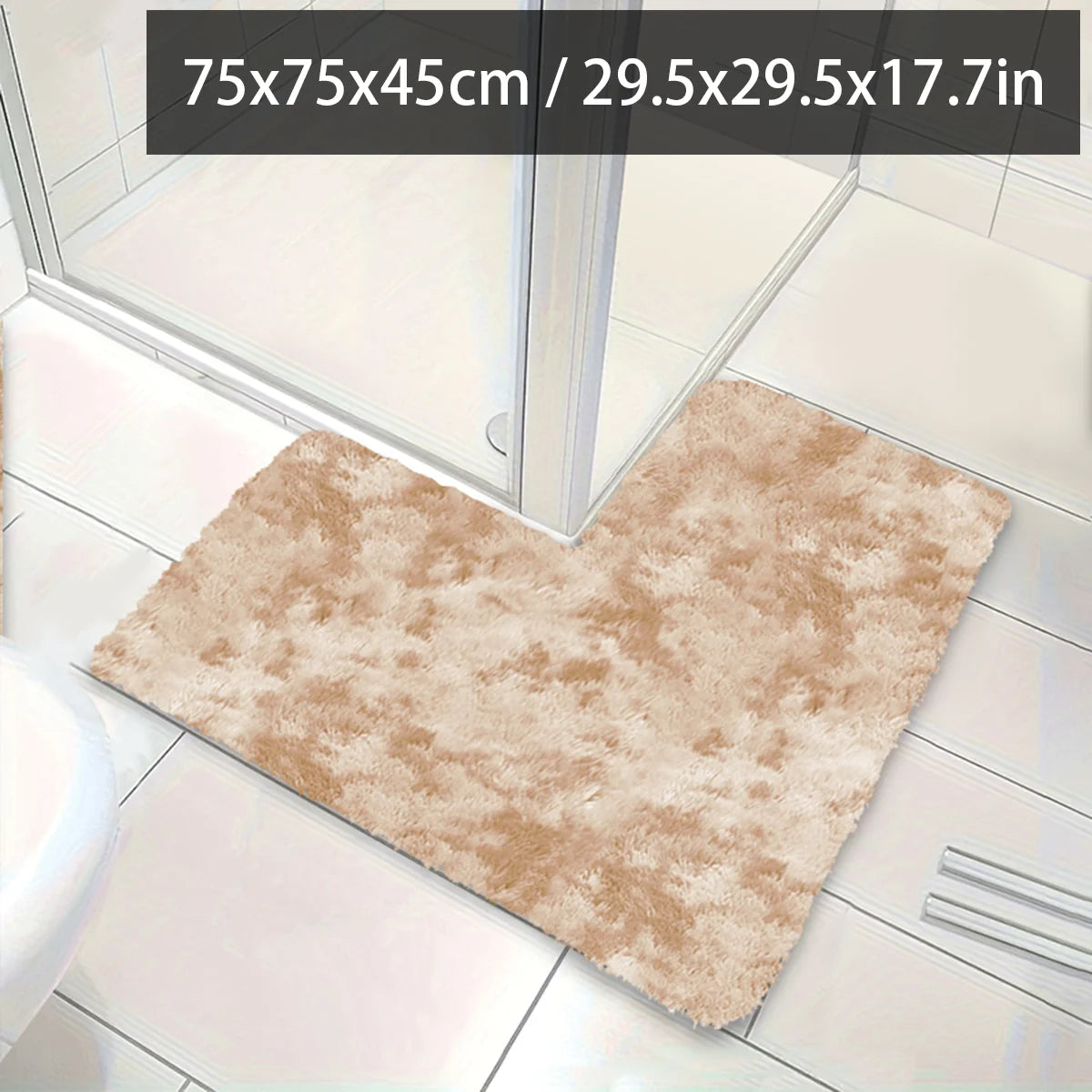 Nameria L-Shape Plush Bathroom Mat – Non Slip Absorbent Soft Floor Rug