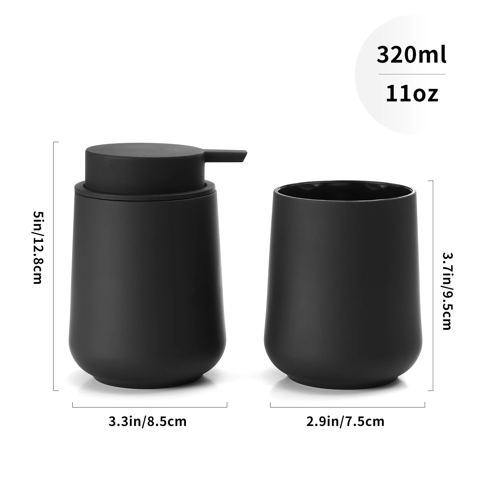 Nameria Minimal Bathroom Accessory Set – Soap Dispenser and Cup Vanity Decor