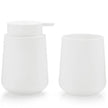 Nameria Minimal Bathroom Accessory Set – Soap Dispenser and Cup Vanity Decor