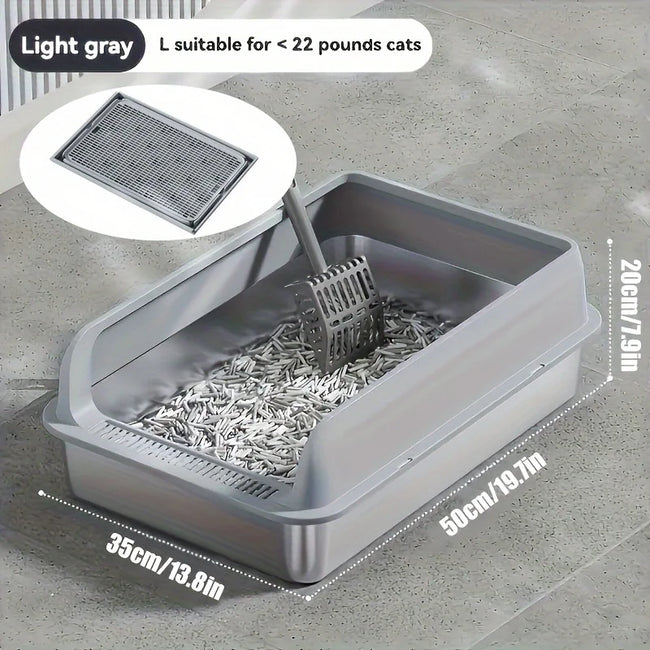 Extra Large Stainless Steel Enclosed Cat Litter Box with Lid and Leak Proof Mat