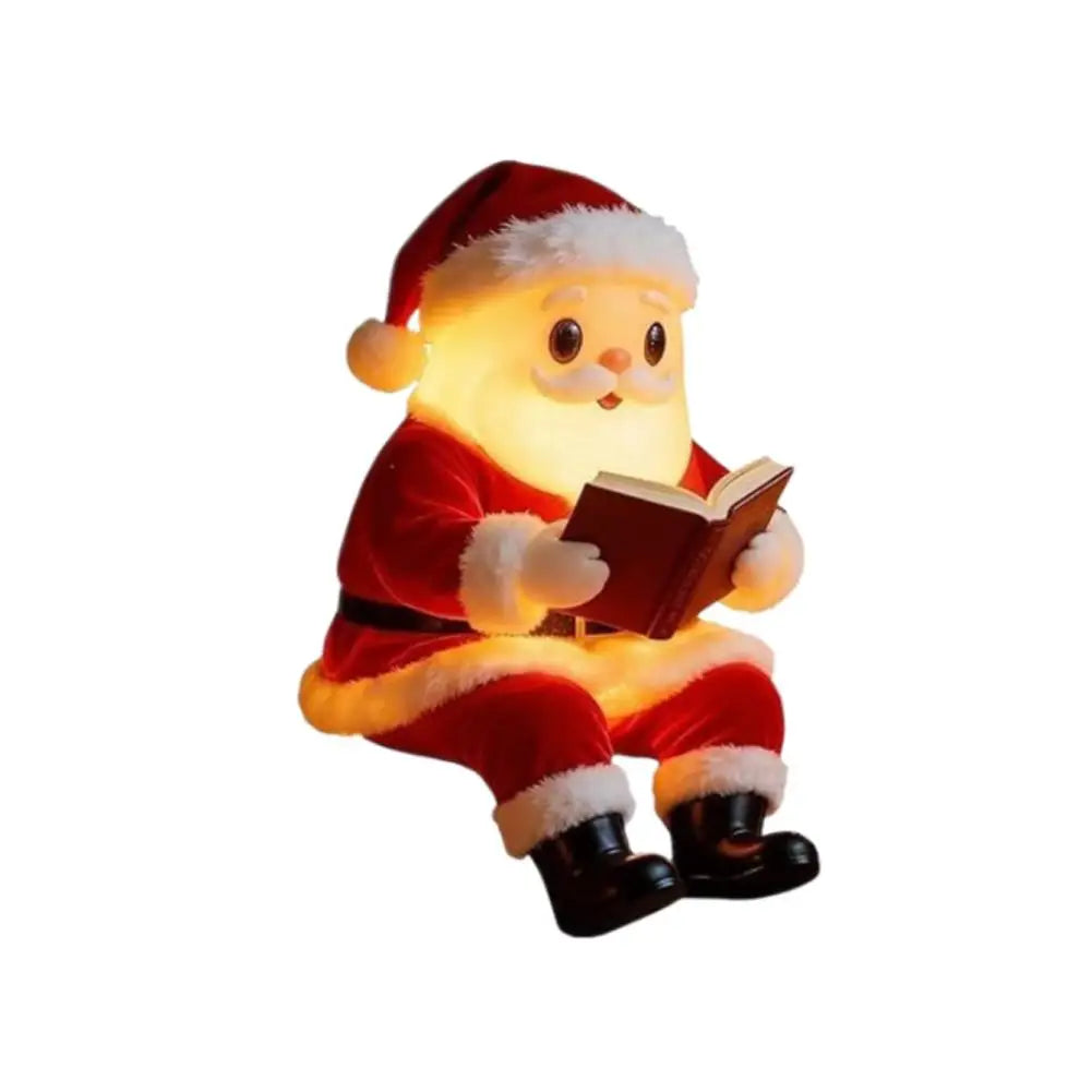 LED Santa Reading Lamp Minimal Holiday Tabletop Decor