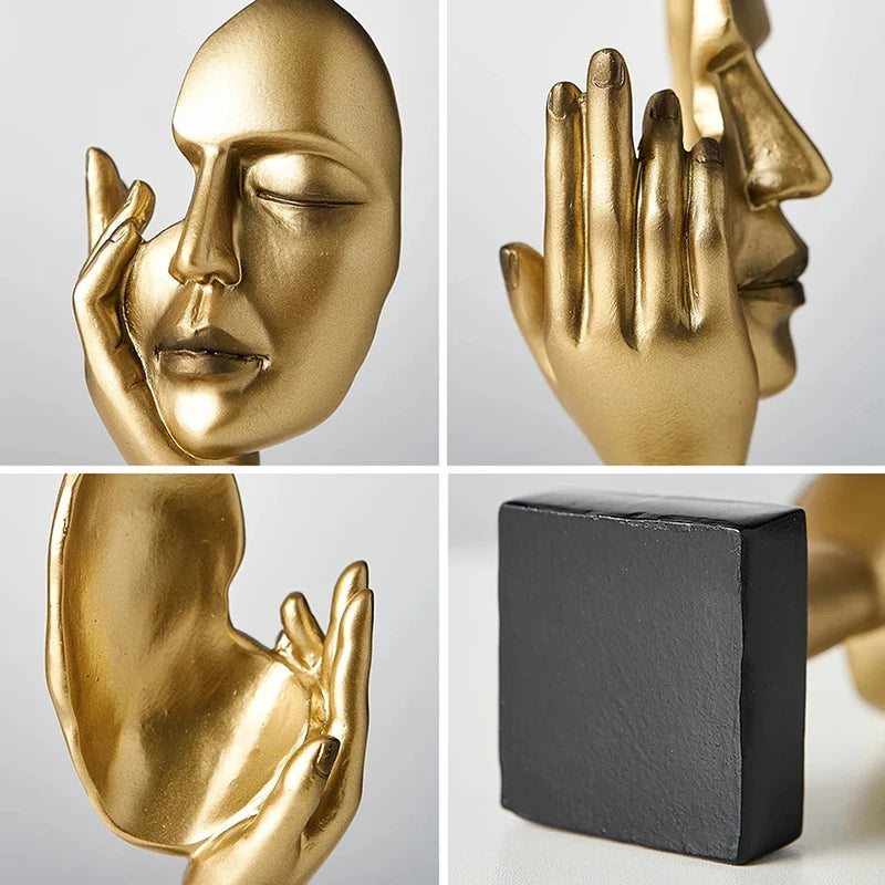 Nameria Abstract Gold Face Sculpture Modern Minimal Resin Home Decor