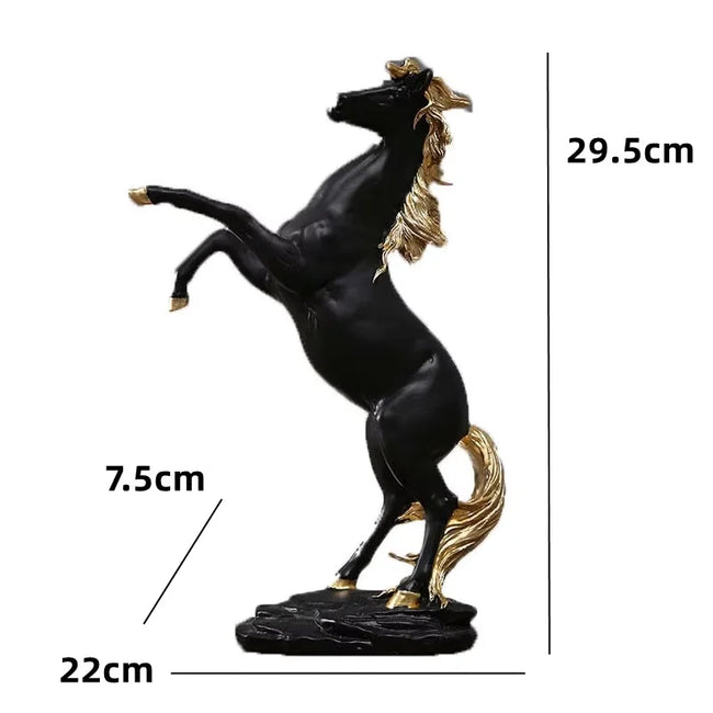 Nameria Black and Gold Horse Sculpture Modern Resin Luxury Home Decor