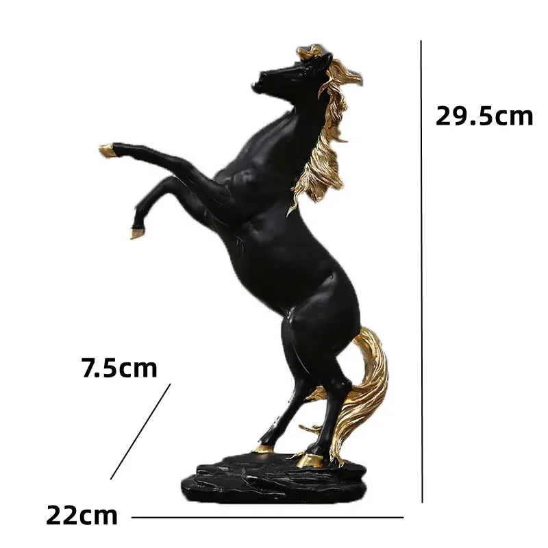Nameria Black and Gold Horse Sculpture Modern Resin Luxury Home Decor
