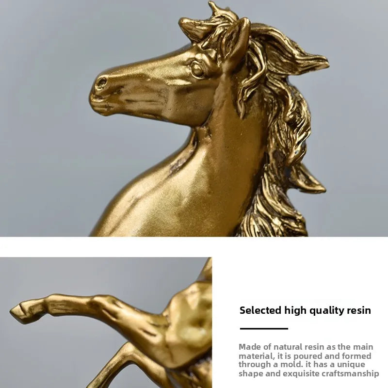 Nameria Black and Gold Horse Sculpture Modern Resin Luxury Home Decor