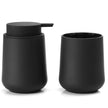 Nameria Minimal Bathroom Accessory Set – Soap Dispenser and Cup Vanity Decor
