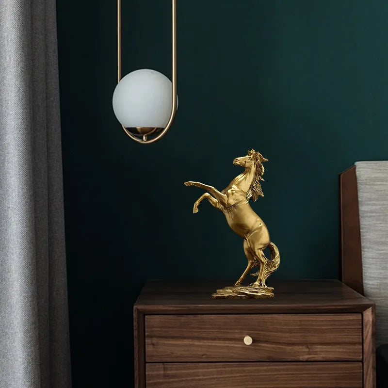 Nameria Black and Gold Horse Sculpture Modern Resin Luxury Home Decor