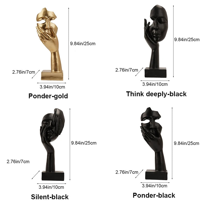 Nameria Abstract Gold Face Sculpture Modern Minimal Resin Home Decor