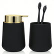 Nameria Minimal Bathroom Accessory Set – Soap Dispenser and Cup Vanity Decor
