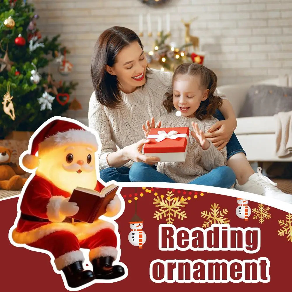 LED Santa Reading Lamp Minimal Holiday Tabletop Decor