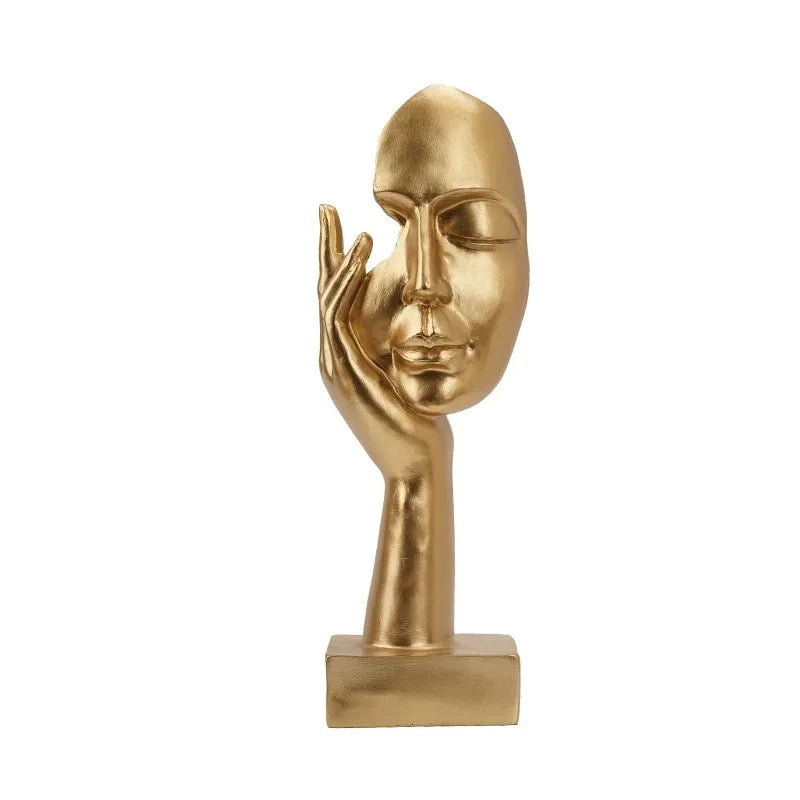 Nameria Abstract Gold Face Sculpture Modern Minimal Resin Home Decor