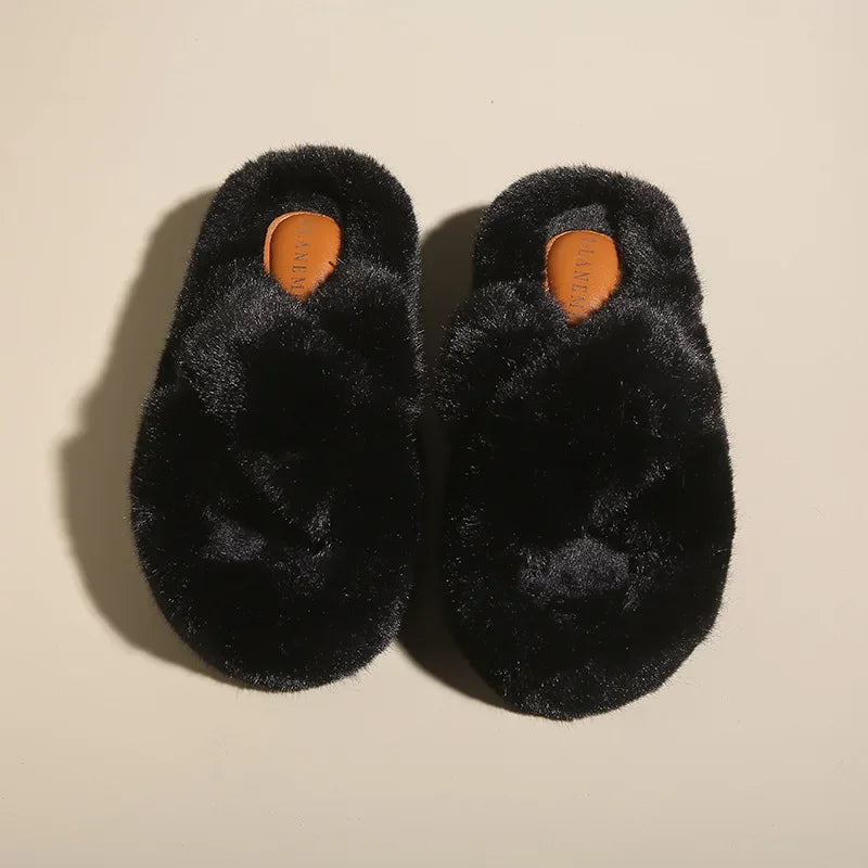Women’s Plush Platform Indoor Slippers – Soft Furry Winter Comfort Shoes