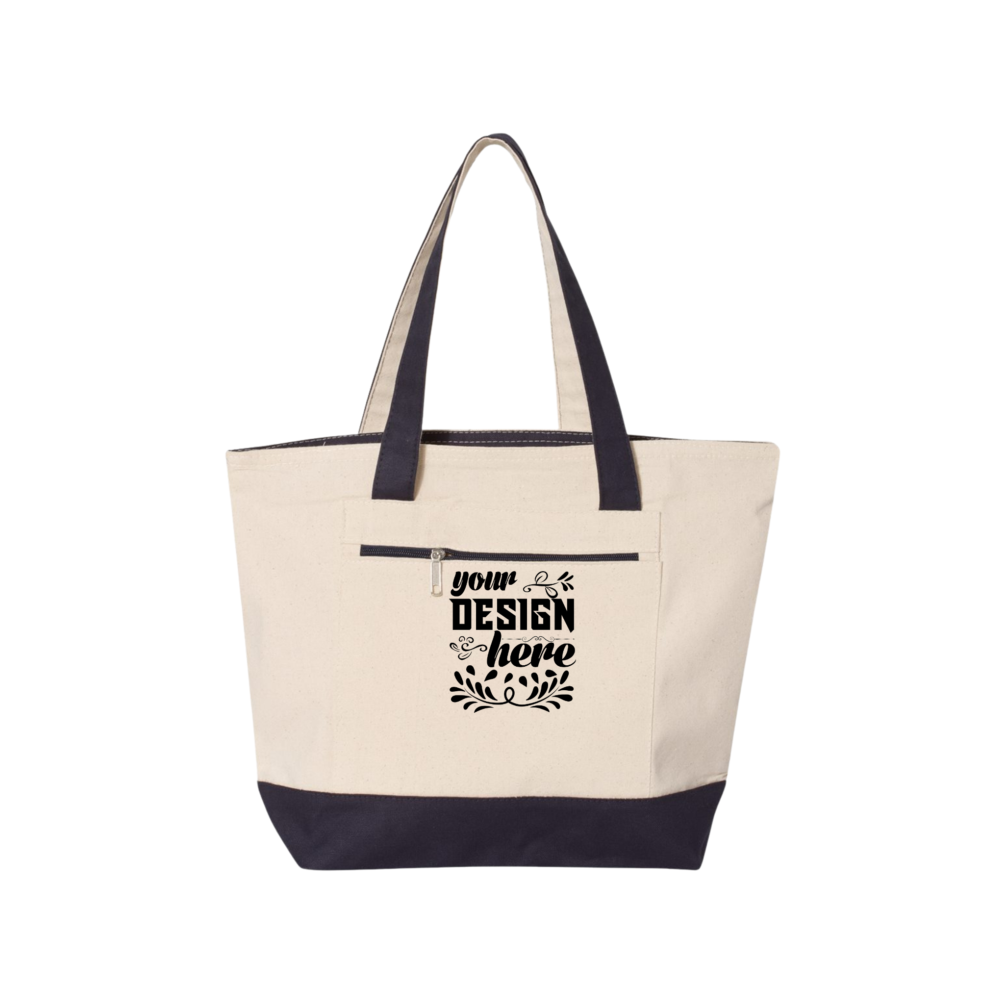 Customizable Q-Tees Q1300 Heavy Canvas Zipper Tote with Front Pocket