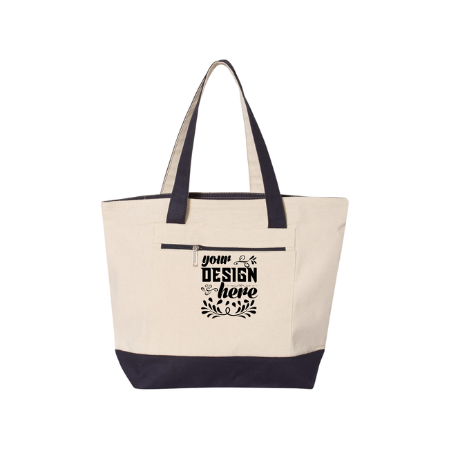 Customizable Q-Tees Q1300 Heavy Canvas Zipper Tote with Front Pocket