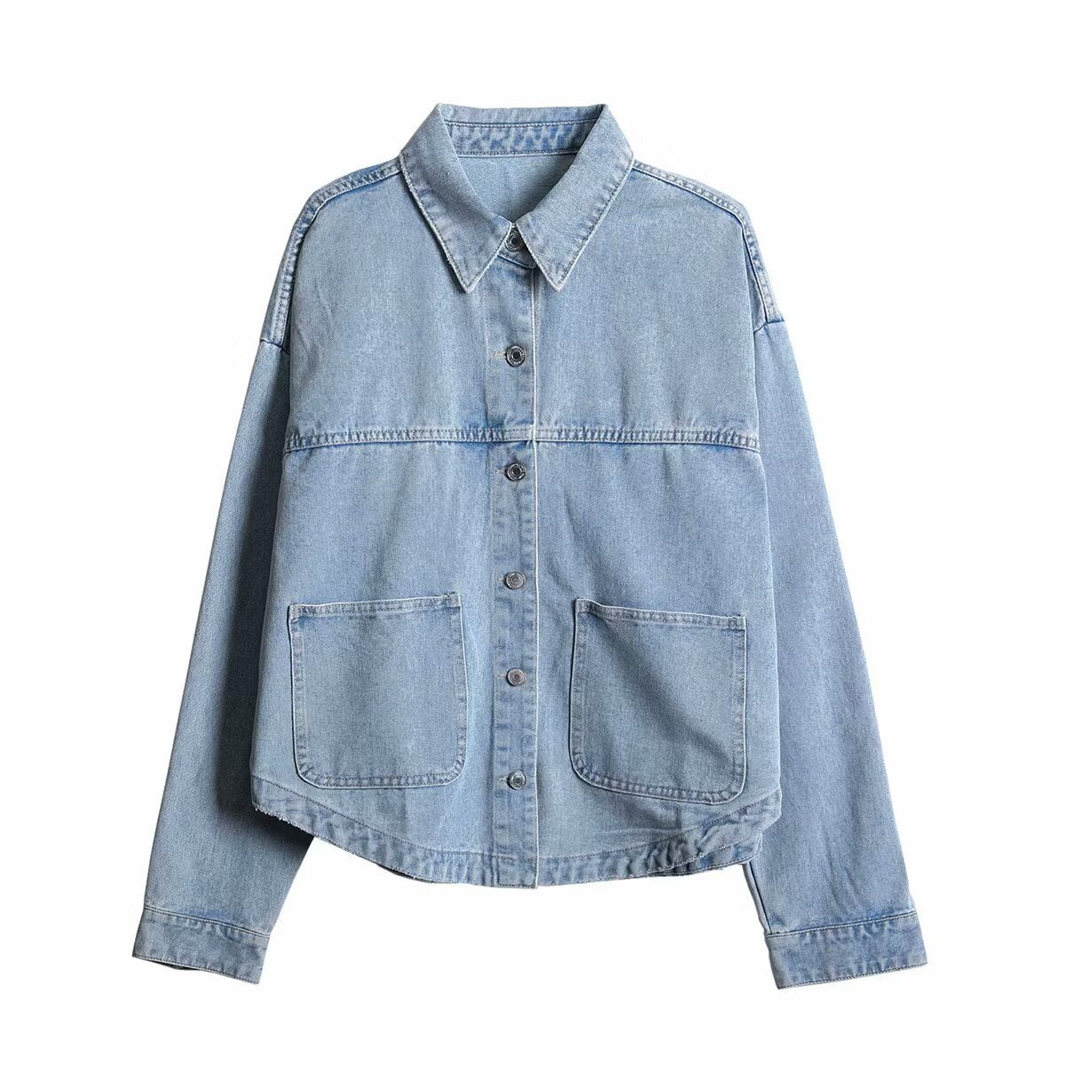Nameria Womens Denim Collar Shirt