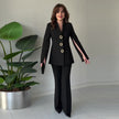 Nameria Long Sleeve Pants Suit Two Piece Set Slit Detail