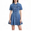 Nameria Button Front Denim Shirt Dress Short Sleeve