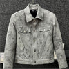 Nameria Men's Retro Tie-Dye Short Jacket with Lapel Collar