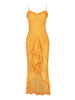 Nameria Mesh Pleated V Neck Sleeveless High Waist Long Dress