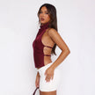 Nameria High Neck Backless Halter Top