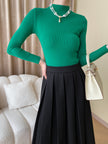 Nameria High Neck Rib Knit Top Slim Fit Base Layer
