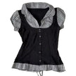 Nameria Pinstripe Puff Sleeve Button Front Blouse