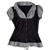 Nameria Pinstripe Puff Sleeve Button Front Blouse