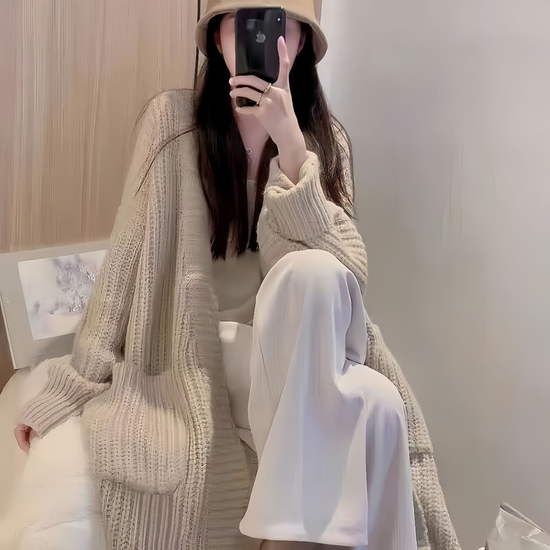 Nameria Womens Loose Fit Long Sleeve Knitted Cardigan Mid-length