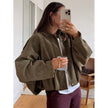Nameria Suede Textured Lapel Bomber Jacket