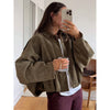 Nameria Suede Textured Lapel Bomber Jacket