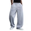 Nameria Loose Straight Leg Sweatpants with Drawstring Light Gray