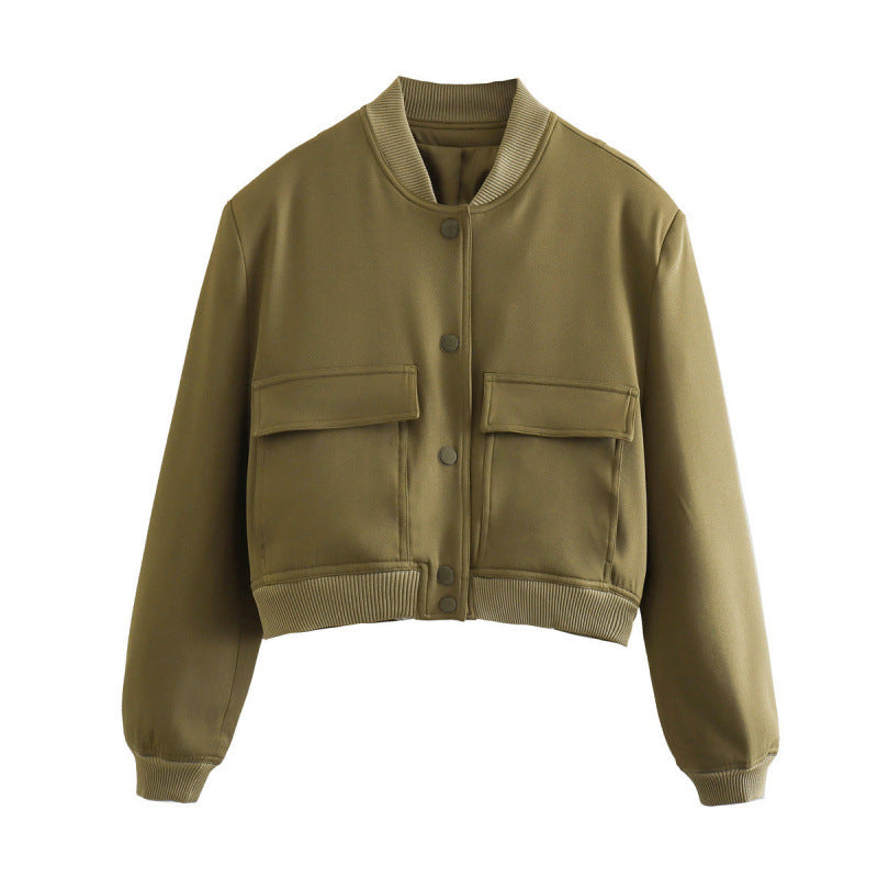 Nameria Stand Collar Pocket Jacket