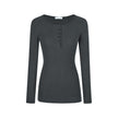 Nameria Button Fitted Long Sleeve Base Layer Half Open Collar Top