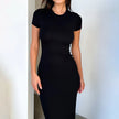 Nameria Round Neck Short Sleeve Slim Fit Long Dress