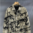 Nameria Camouflage Embroidered Denim Jacket with Lapel Collar