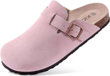 Genuine Suede Clogs for Women Cork Footbed Sandals Leather Mules Potato Shoes with Arch Support
