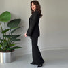 Nameria Long Sleeve Pants Suit Two Piece Set Slit Detail