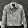 Nameria Men's Retro Tie-Dye Short Jacket with Lapel Collar