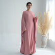 Nameria Womens Bat Sleeve Long Dress With Belt Crewneck