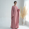 Nameria Womens Bat Sleeve Long Dress With Belt Crewneck