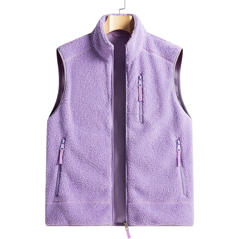 Nameria Unisex Fleece Lined Zip-Up Vest Stand Collar