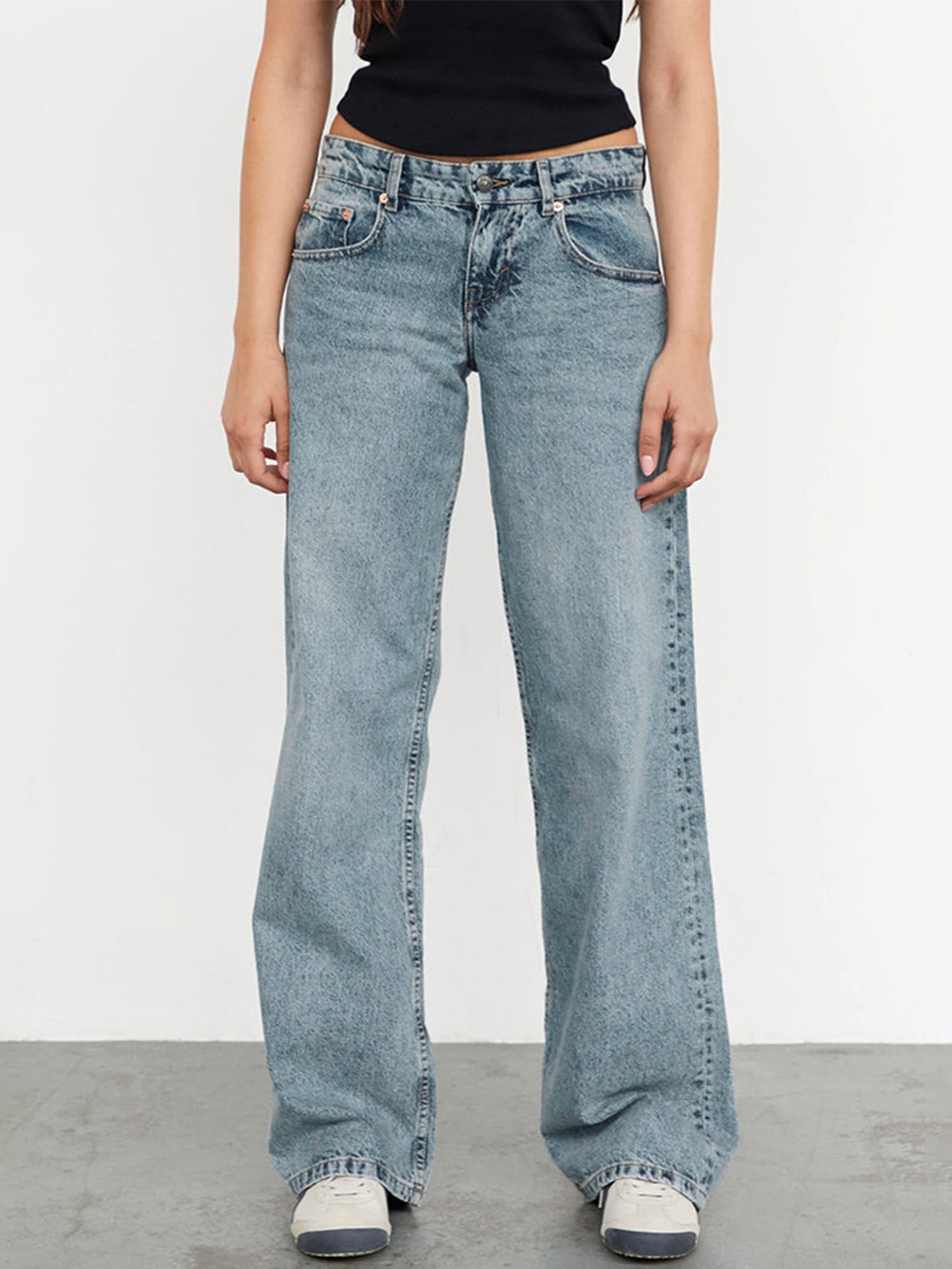 Nameria High Waist Straight Leg Denim Jeans Full Length