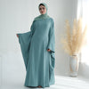 Nameria Womens Bat Sleeve Long Dress With Belt Crewneck