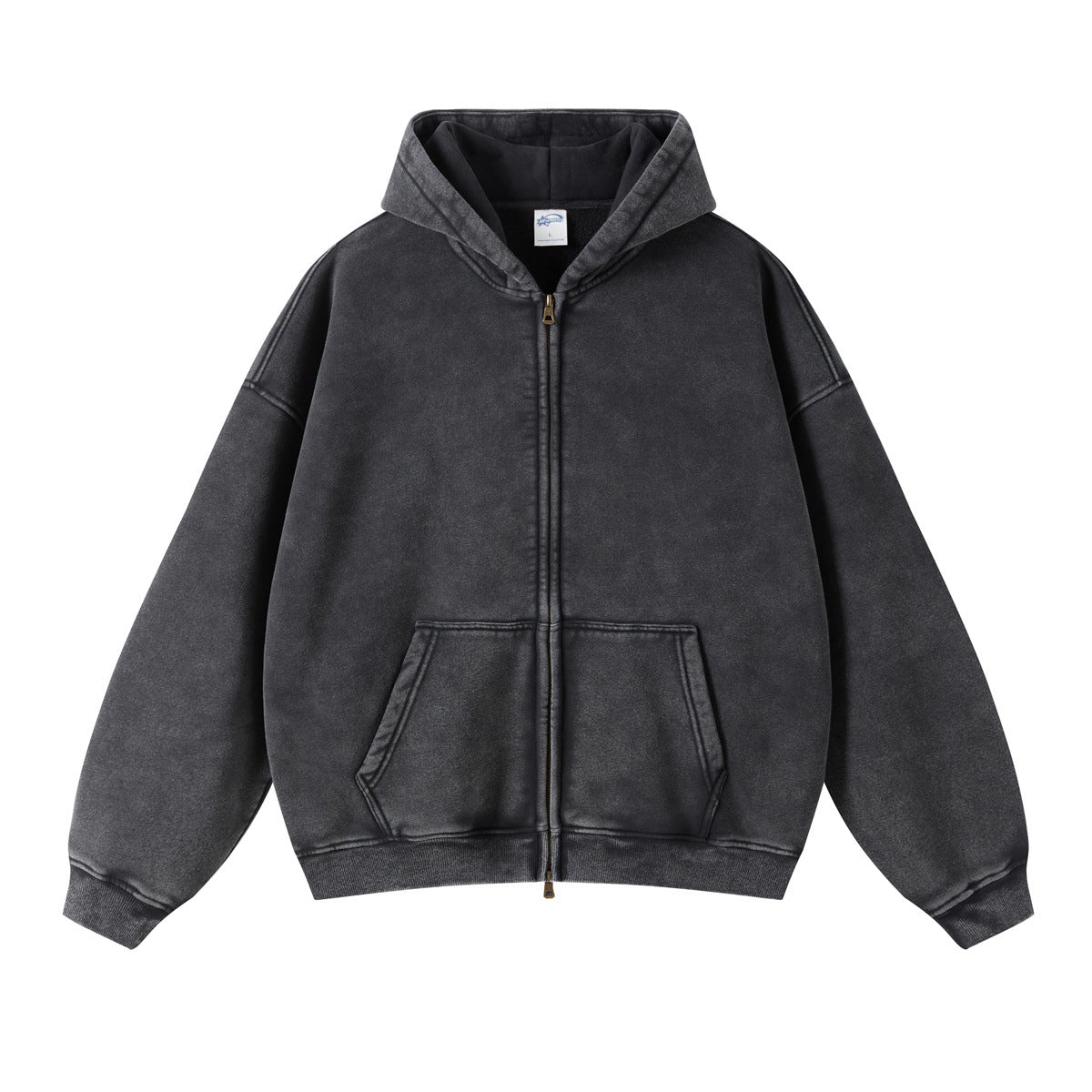 Nameria Unisex Retro Fleece Lined Hooded Zip Sweatshirt