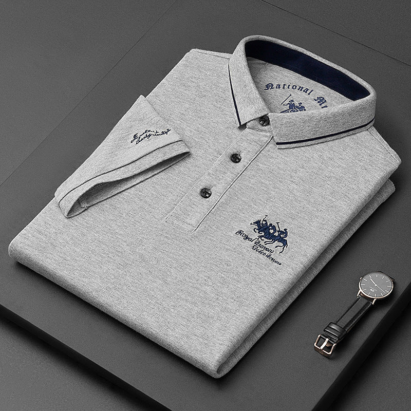 Nameria Loose Fit Embroidered Mercerized Cotton Blend Polo Shirt